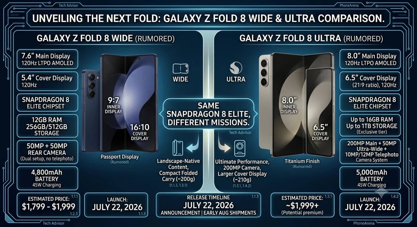 Samsung Galaxy Z Fold 8 Wide (2026): Specs & Price — Everything Confirmed