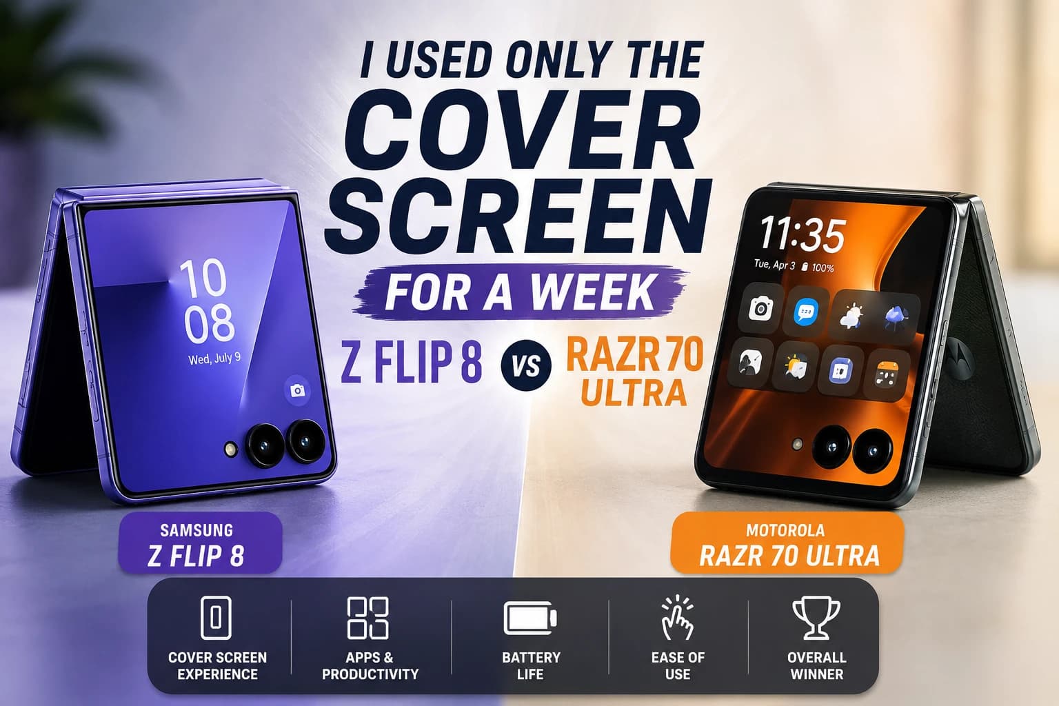 I Used Only the Cover Screen for a Week — Z Flip 8 vs Razr 70 Ultra