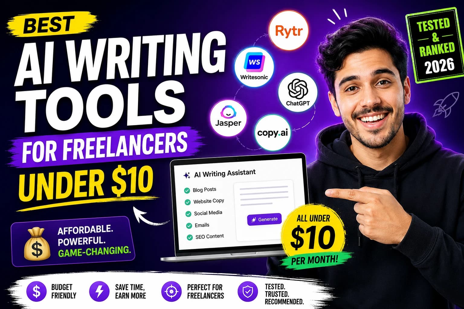 Best AI Writing Tools for Freelancers Under $10 (2026): Tested & Ranked