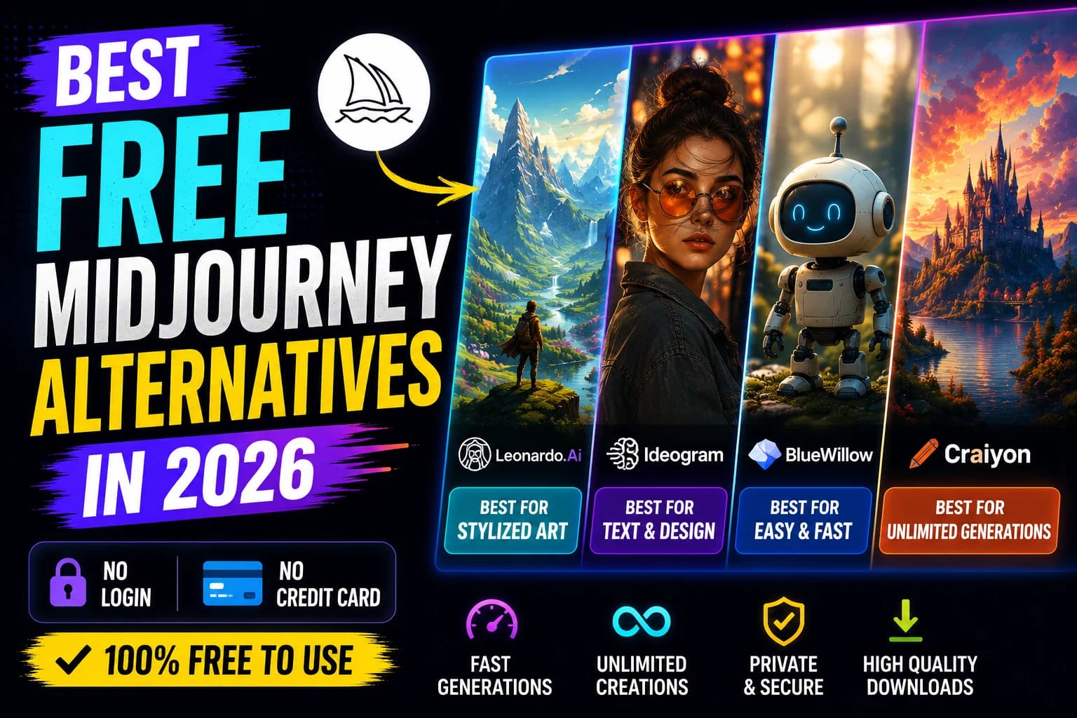 Best Free Midjourney Alternatives in 2026 (No Login)