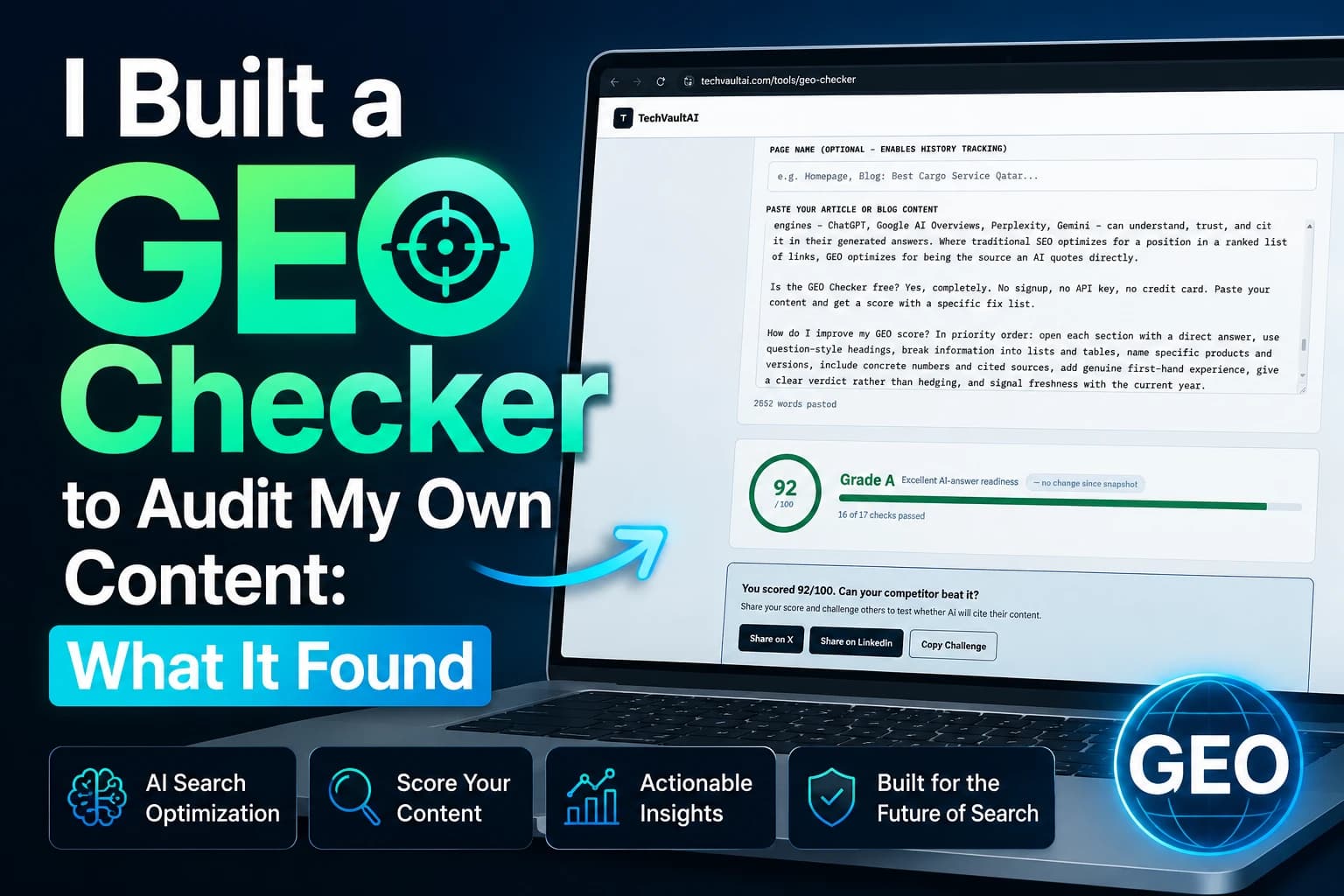 I Built a GEO Checker to Audit My Own Content: What It Found